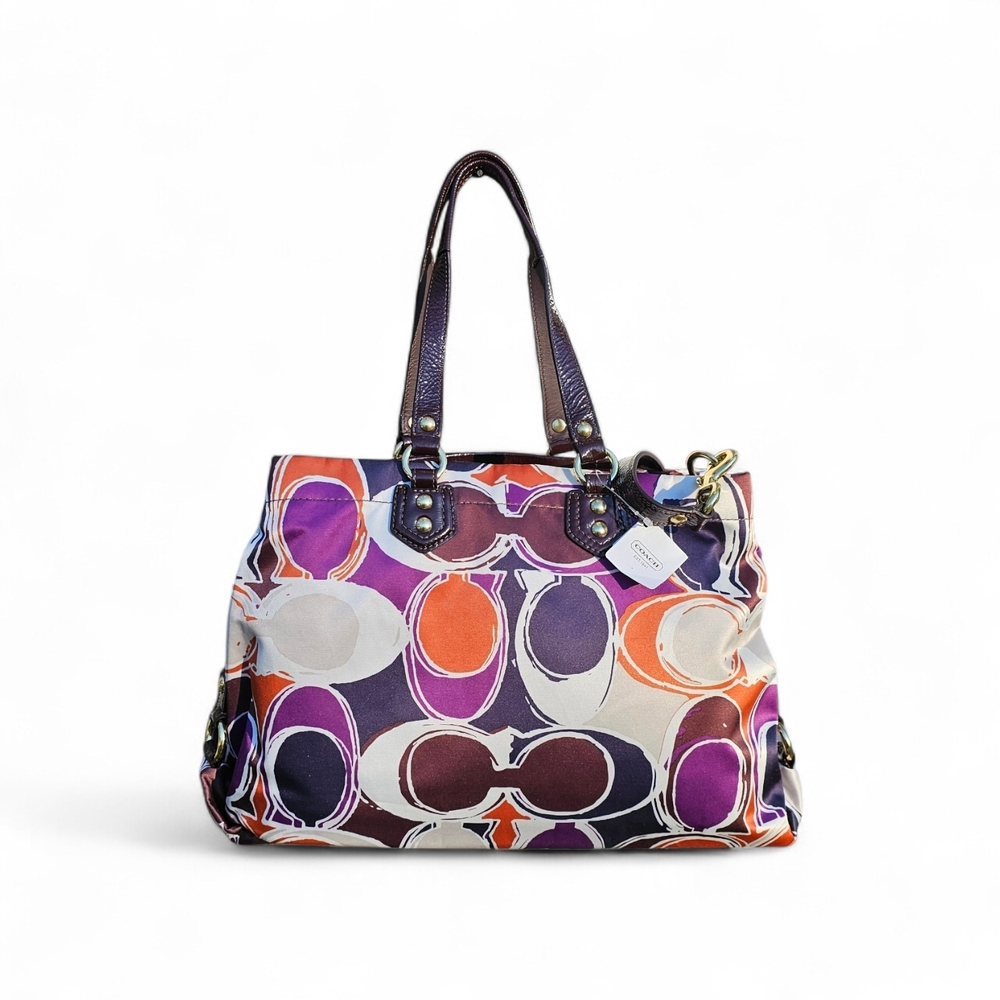 Coach Purple Dot Print Canvas Tote Bag - Picture 6 of 8